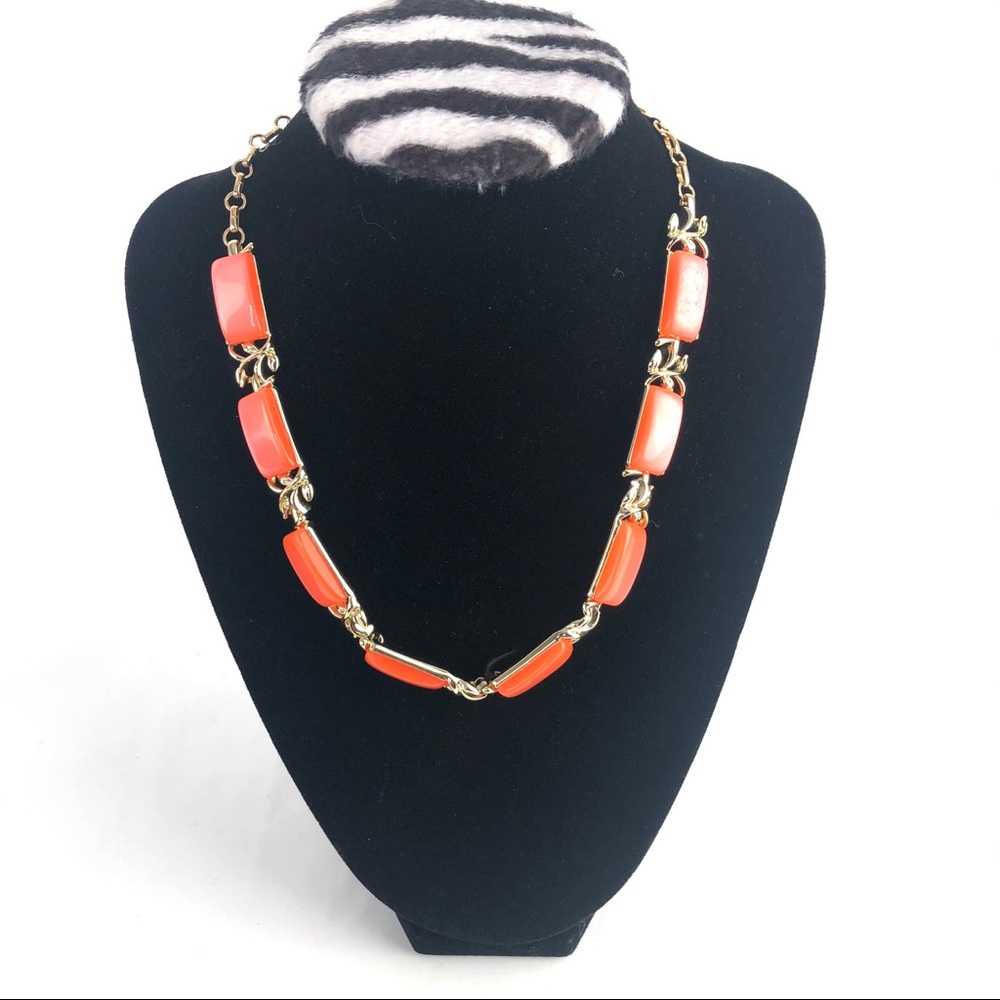 Vintage Signed Coro Orange Thermoset Necklace